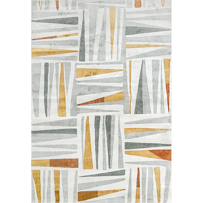 Ebern Designs JaydenScott Geometric Gray/Yellow Area Rug Wayfair